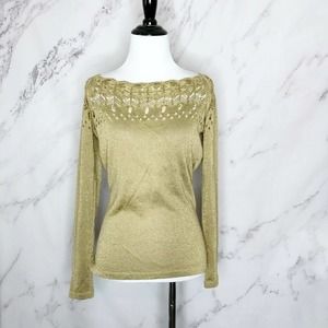 ETRO Shimmery Gold Cut Out Boatneck Blouse